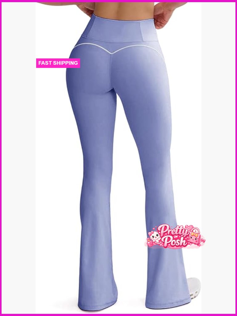 High Waisted Flare Leggings With Contour Stitching Yoga Bell Bottom Pants